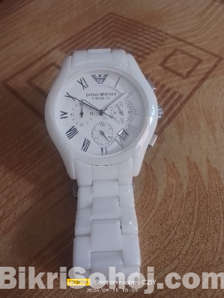 Emporio Armani white ceramica hand watch